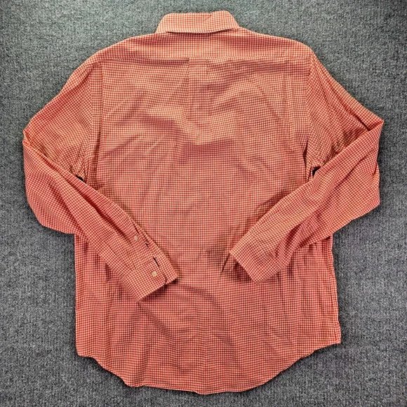Polo Ralph Lauren Shirt Mens Large Orange White Gingham Check Button Down Preppy - Picture 7 of 7
